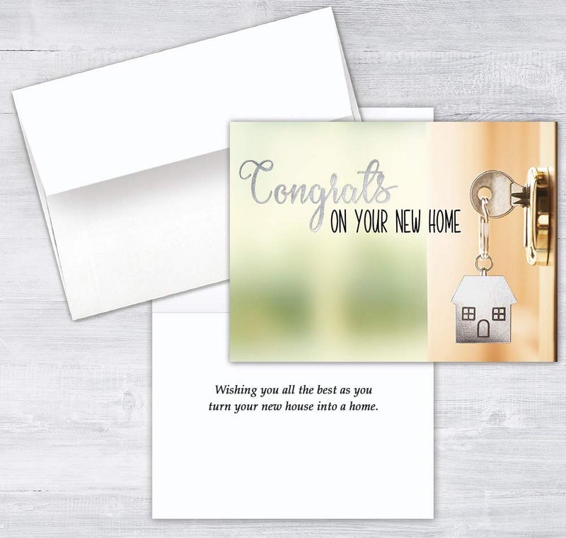 25 Congrats on Your New Home Cards - New House Key - 26 White Envelopes - FSC Mix
